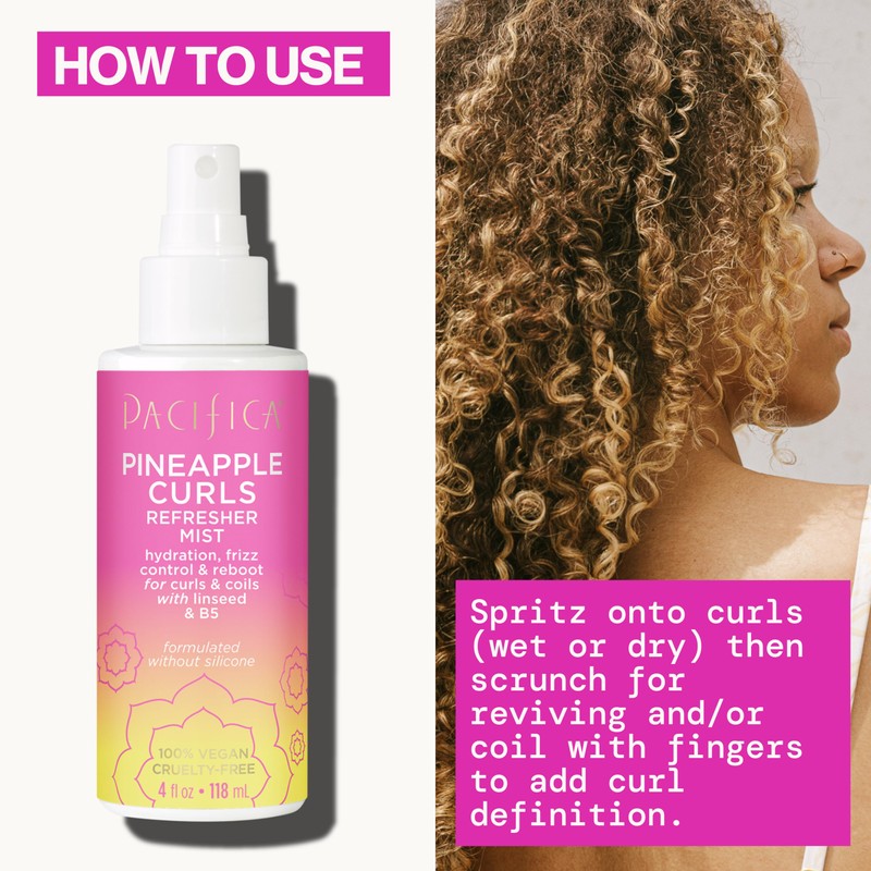 Pacifica Pineapple Curls Refresher Mist - Curl Refresher Spray, with