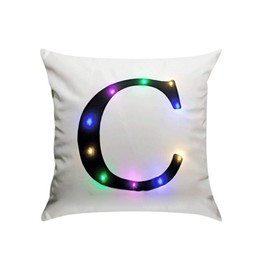 ZUODU Creative LED Colorful Lighting Velvet Letter Cushion Cover Pillow Cover Bar Use Party Use Festival Use Gift Use18”x18” or 45cm x 45cm 1pc (C)