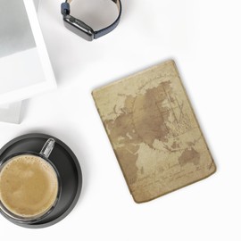 kwmobile Case Compatible with Pocketbook InkPad 4 / Color 3 / Color 2 / Vivlio InkPad 4 - eReader Cover - Travel Vintage Brown/Light Brown