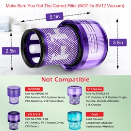 3 x 971517-01 Replacement Filters for Dyson V12 Detect Slim/Absolute Extra