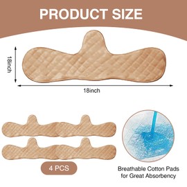 4 Pcs Bra Liners to Absorb Sweat Under Breasts for Women, Reusable Cotton Washable Under Breast Pads(One Size) (Khaki)