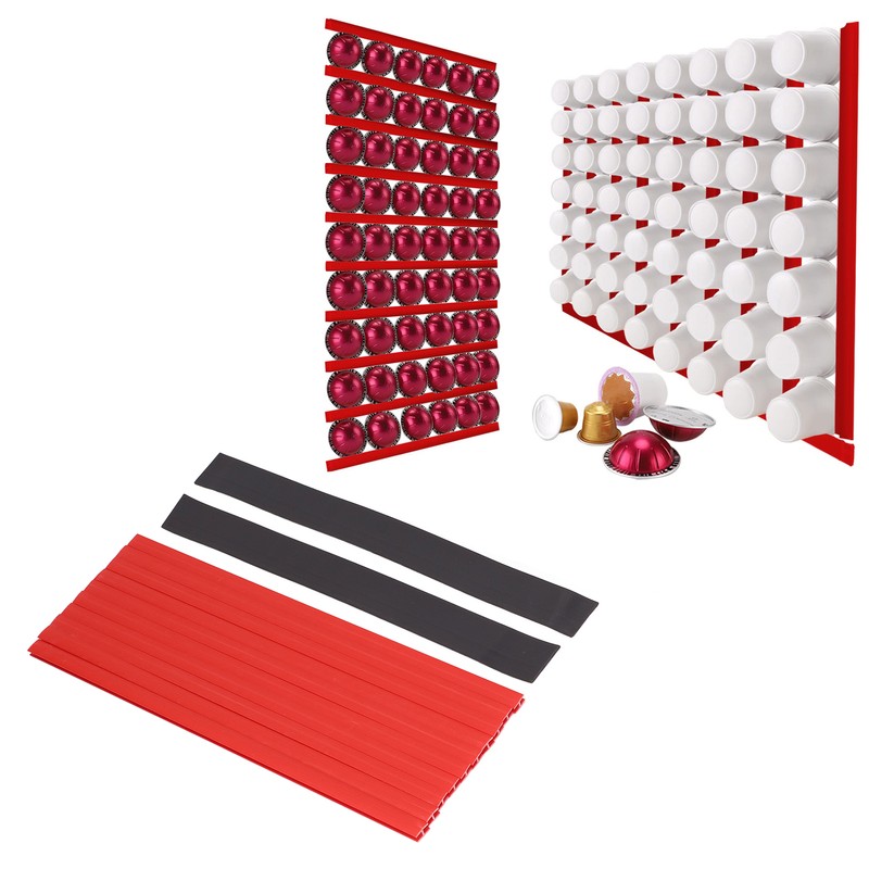 Coffee Capsule Holder Red Dual Use with Magnetic Sticker Wall