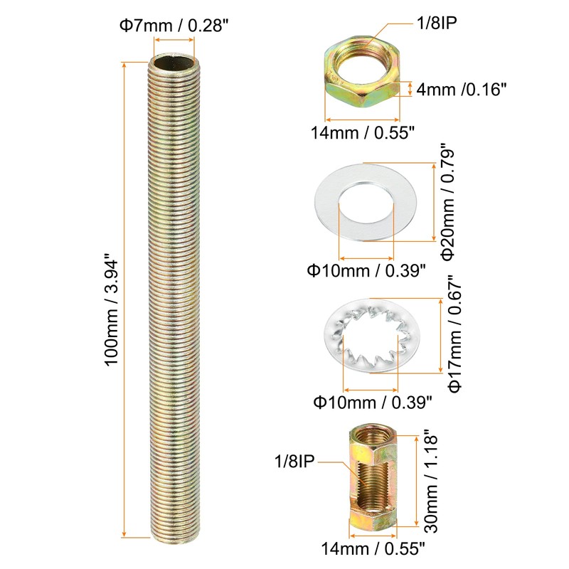 PATIKIL 1/8IP Thread 3.94 Inch Lamp Cable Kit with Lock