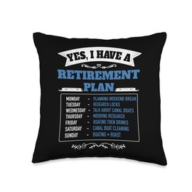 Narrow Boat Accessories & Ideas For Boat Owners Canal Boat Idea for Women & UK Narrowboat Retirement Plan Throw Pillow, 16x16, Multicolor
