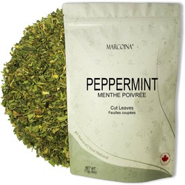 Pure Peppermint Leaves Herbal Tea by Marcoina - Cut Loose Leaves, 113g in Resealable Bag, Caffeine-Free Tea from USA - Perfect for Hot Brews - Known as Mentha piperita L., mint, and Mentha tea - 4oz.
