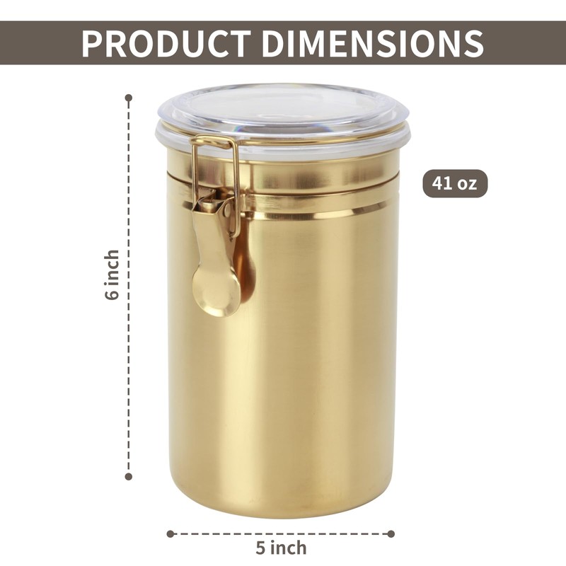 blueden Kitchen Canister 41 oz,Airtight Stainless Steel Kitchen Food Storage
