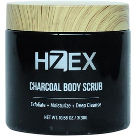 Men's Charcoal Exfoliating Body Scrub, Face & Body Wash Scrub, Deep Cleansing Facial Scrub for Men Women with Natural Exfoliants, Natural Organic Paraben Free Bath Scrubs (300g)
