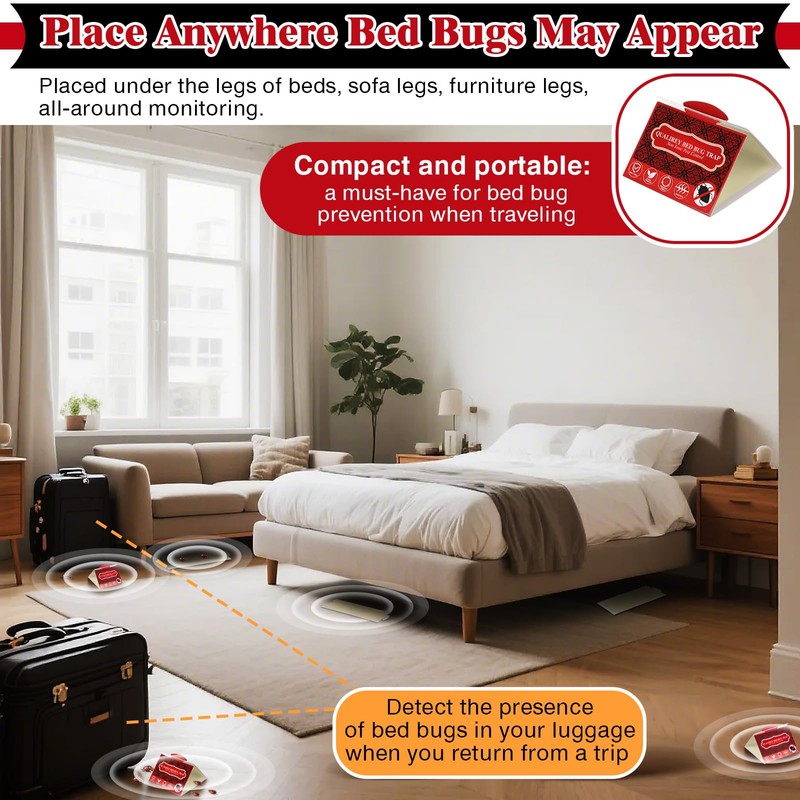 Qualirey 24 Pack Bed Bug Traps, Non Toxic Bedbug Detector