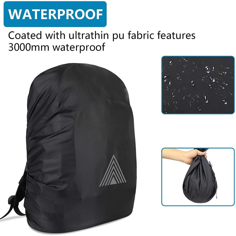Waterproof Backpack Rain Cover (15-75L), Reflective Rucksack Cover, Adjustable Foldable