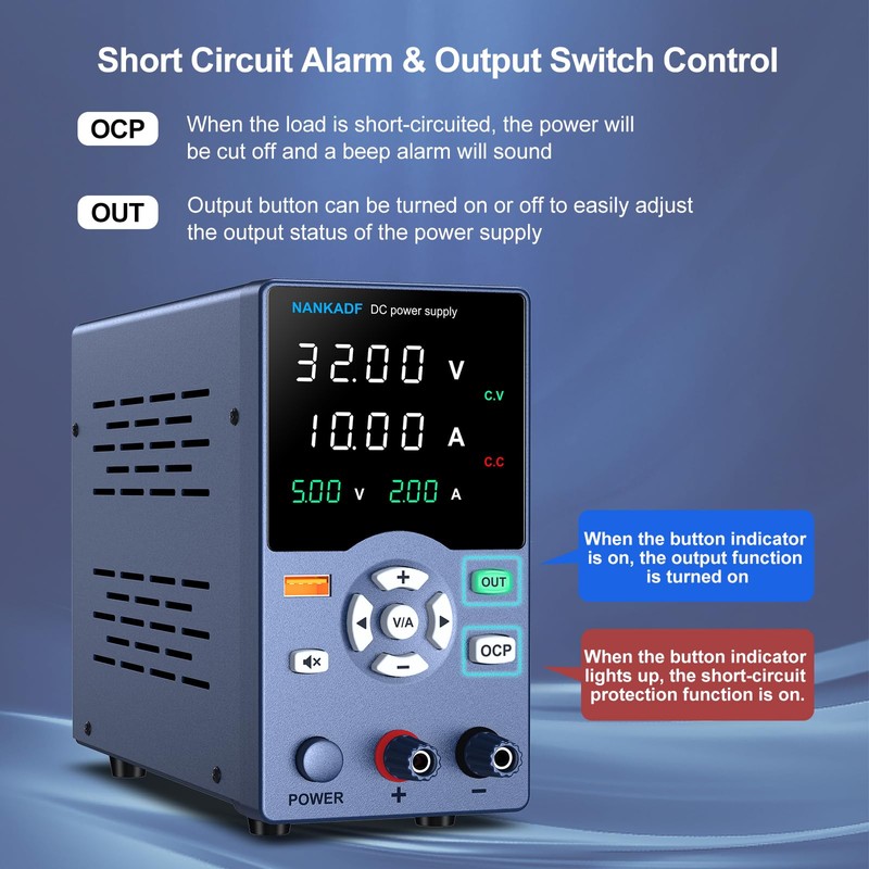 DC Power Supply, 3V 10A Variable Power Supply with Output