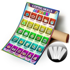 Mental Health Posters for Kids, Coping Skills Alphabet Poster for Kids Teens, Feeling Emotions Posters for Toddler Counseling Classroom, School Counselor Office Decor for Social Worker Gifts 12x18