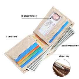 GERUOLA Ultra Slim Small RFID Wallet for Women, Leather Tiny Thin Bifold Pocket Ladies Wallet Short Wallets for Women (White)