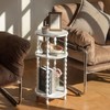 AWASEN Small Round Side Table, White End Table with 3-Tier