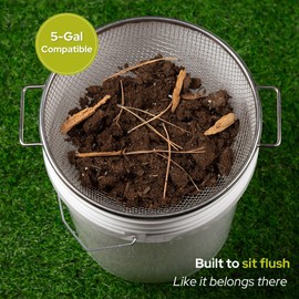 Wenses Round Soil Sifter for 5-Gallon Bucket (1/8-inch Mesh), Stainless Steel Garden Sieve with Handles