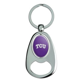 GRAPHICS & MORE TCU Primary Logo Keychain Chrome Metal Spinning Oval Bottle Opener