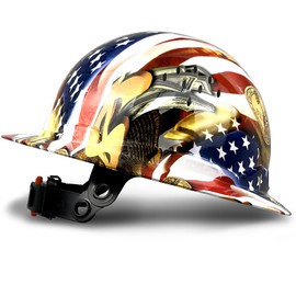 SAFEBUILDER SBD-G1C Construction Full Brim Safety Helmet HDPE Hard Hat Vented Hardhats Sunshade Carbon Fiber Pattern Industrial Work Certified ANSI/ISEA Z89.1 (A-Flag-Full Brim Hard Hats)