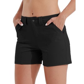 Willit Women's Golf Hiking Shorts Quick Dry Athletic Casual Summer Shorts with Pockets 4.5 in Black 18