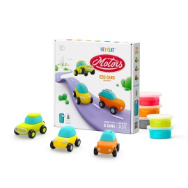 Fat Brain Toy Hey Clay Motors - Eco Cars Creative Set, 6 Cans with Fun Interactive App