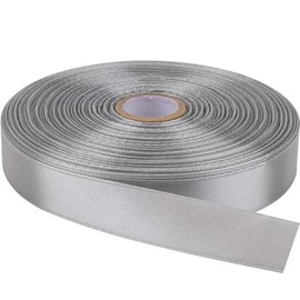 NISDOCF Single-Faced Sash Gray Ribbon - 5/8 Inch x 50 Yards Bulk Roll - Decorative Gift Wrapping, Crafting, Hair Bows, Wedding Party Decorations