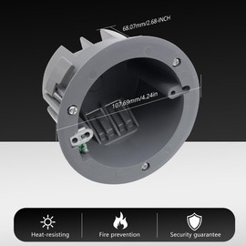 MAKERELE 1 Gang Round Old Work Ceiling Box, 4.25” Dia PVC Round Old Work Outlet Box, 18 Cubic Inches Grounded Circular Electrical Outlet Box for Home Improvement and 2 Hours Fire Safety (1 Pack)