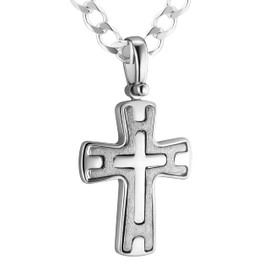 Sterll Men's Necklace 925 Sterling Silver Cross Pendant Sustainable Packaging The Best Men Gifts, Stainless Steel