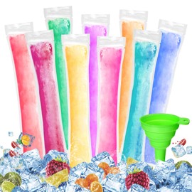 Pack of 200 Water Ice Bags with Funnel, BPA-Free Ice Moulds for DIY Ice Lollies, Yogurt, Juice & Smoothies, Ice Pop Bags - Disposable Popsicle Bags for Homemade Water Ice Cream