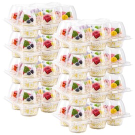 NPLUX 6 Count Cupcake Containers 15 Pack Cupcake Holders Clear Plastic Stackable Cupcake Boxes with Detachable Tall Dome Lids for 90 Cupcakes, BPA Free, Standard Size