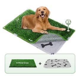 HQ4US 4LEGS Dog Pee Grass with Washable Pee Pads for Dog Litter Box, Extra Large Ultra-Absorbent Artificial Grass Pads for Dogs Potty,Dog Potty Grass with Reusable Puppy Pads for Indoor Potty Training