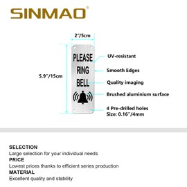 SINMAO House Numbers Plaques Anthracite Grey-Attention Please Doorbell Sign for Front Door,Polite Notice Ring Door Sensor,Aluminium Metal Products