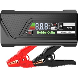 Hobby Colin 400E Car Jump Starter 12V 1350A Peak 1600mAh Battery Booster for 6.0L Gasoline and 3.5L Diesel Engines, LED Display, Indicators, Starter Cables