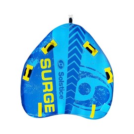 SOLSTICE SURGE Inflatable Towable Boat Tube | Stable 2-Person Water Sports Tube With Easy Inflate/Deflate System | 6 Handles & EVA Knuckle Guards | Vibrant Colors For Prime Visibility & Tubing Fun