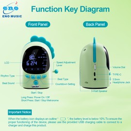 ENO MUSIC Type-C Quick Charge Reachargeable Easy Control Cute Cartoon Electric Metronome for Acoustic Guitar Violin Ukulele Players with Big and Clear Sound