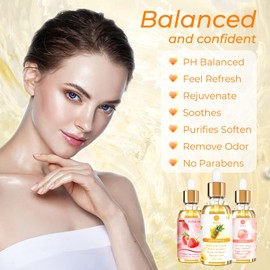 3PCS Yoni Oil for Women Organic Feminine Oil, Ph Balance Remove Odor, Peach Strawberry Pineapple Essential Oil, All Natural Essential Oil, 1 fl oz/pc