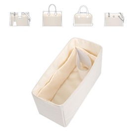 19Neat Thin Silky Purse Organizer Insert, Waterproof Nylon Surface and Satin Lining, Fits Neverfull Speedy L.ongchamp and More(Mini,Beige)