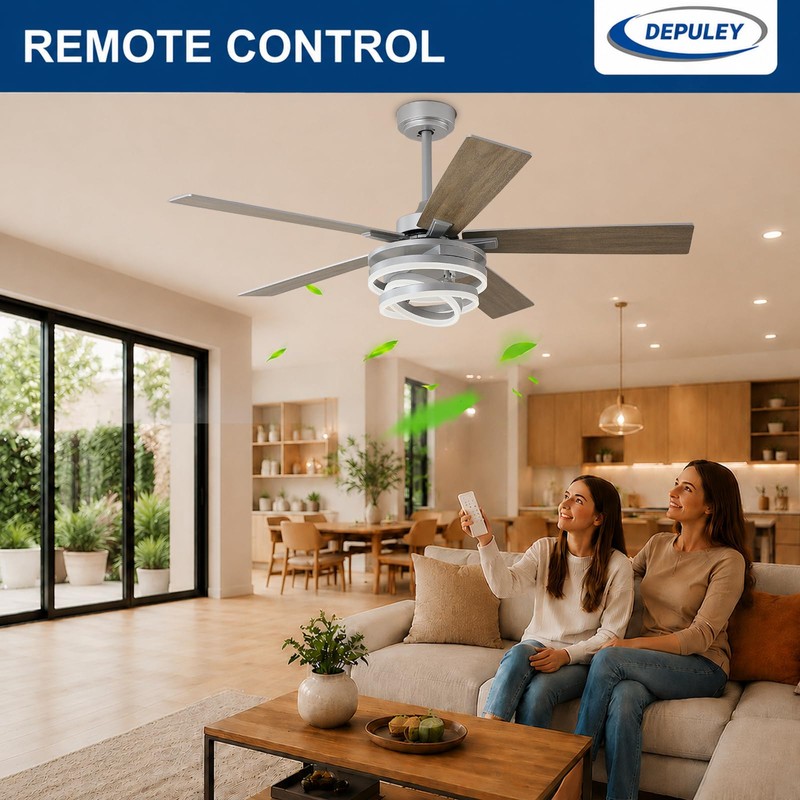 Depuley Outdoor Ceiling Fan with Light: 52 Inch 3 Blades