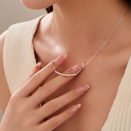 AIBELOPY 925 Sterling Silver Necklaces for Women Trendy Minimalist, Statement Pendant Necklace Choker Necklace Friendship Necklace for Jewelry Birthday Graduation Gifts for Her, NO, Sterling Silver