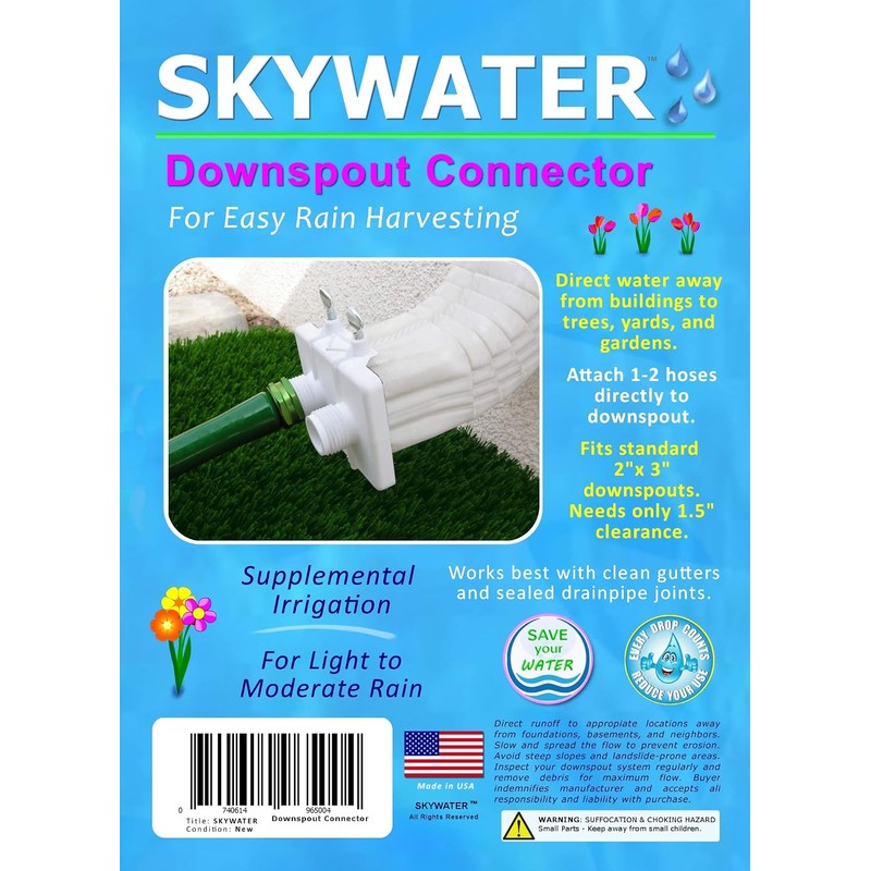 Conector de bajante Skywater – Captura agua de lluvia y