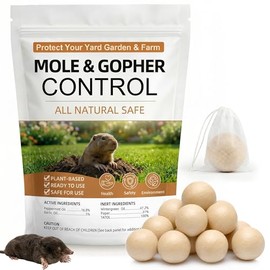 Mole & Gopher Repellent Balls–12 Pcs Vole Repellent Mole Deterrent for Yard,Peppermint Oil Rodent Deterrent Outdoor Control for Moles, Gophers, Voles, Groundhogs, Snakes & Armadillos for Garden Lawn