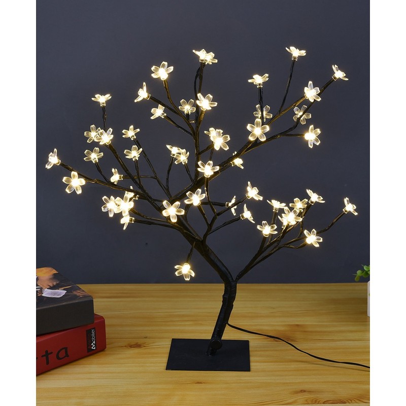 LIGHTSHARE Cherry Blossom Bonsai Tree,Warm White, Brown