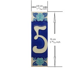 Phosphorescent Hand Painted Italian Pottery Numbers and Letters House Numbers Rose Design Tile Size: 15cm x 5cm (Letter A)