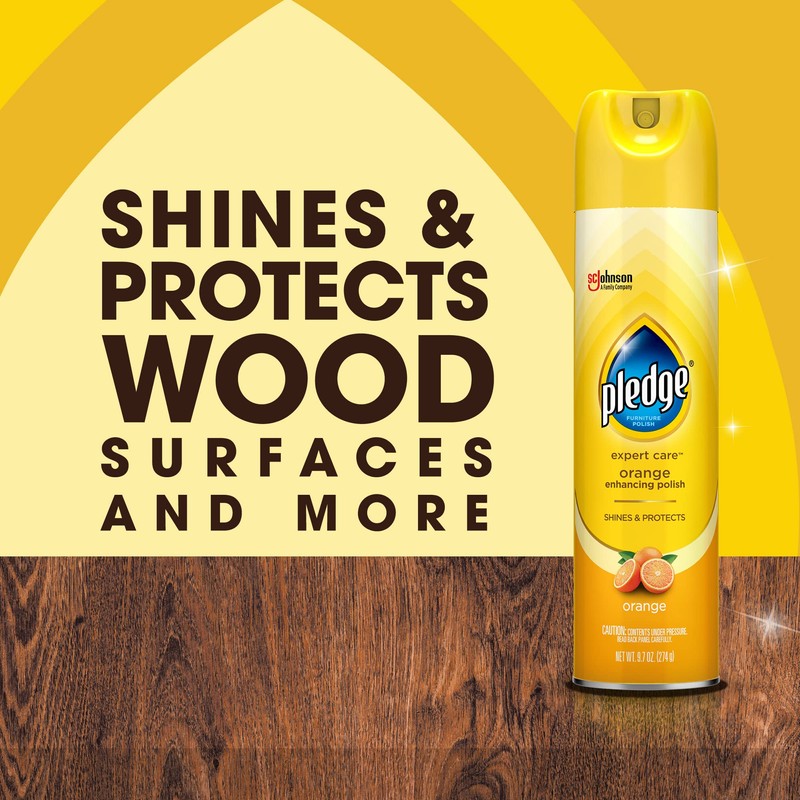 Pledge Enhancing Polish, Wood & Furniture Spray, Orange Scent, 9.7oz