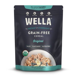 Wella Cereal Oatmeal Alternative, Gluten-Free Breakfast Hot Cereal, Grain-Free Paleo Organic Vegan High Protein Superfood, Plant-Based Non-GMO, Low in Net Carbs, Multi-Serve Bag, Original Flavor (1 Count, 12.8 oz. Bag)