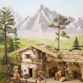 FADEDA Background pine / height: 70 cm / hand-painted/detailed nativity scene figures - Christmas table decoration nativity accessories