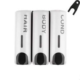 6506 Soap Dispenser Hair & Body & Conditioner Pack of 3 Soap Dispenser for Wall - White - Hotel Version