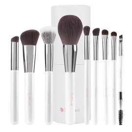 DUcare Cosmetic Brushes 9-Piece Set Makeup Brushes White Pearl Cosmetic Brushes Eyeshadow Brushes Face Brushes Using Selected Ultra-Fine Bristles Comes with Holder Case Easy to Carry Makeup Tools Gift