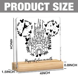 Magical Castle mouse Decorations for Girls Room Magic Kingdom Trip Gifts Princess Castle Decor for Room Happiest Place on Earth Decorations Acrylic Sign 4 X 4 Inches