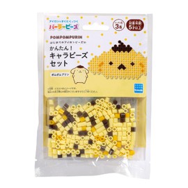 Kawada 80-53543 Perler Beads Easy! Cara Bead Set, Pom Pom Pudding, For Ages 5 and Up, Sanrio Iron Beads Toy, Hobby