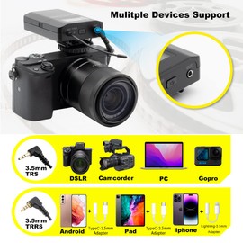 MC8 6-Channel UHF Wireless Lavalier Microphone Wireless Wireless Camera Microphone Compatible with DSLR Cameras Camcorder Smartphone Used for Video Recording Interview Yoga Teaching