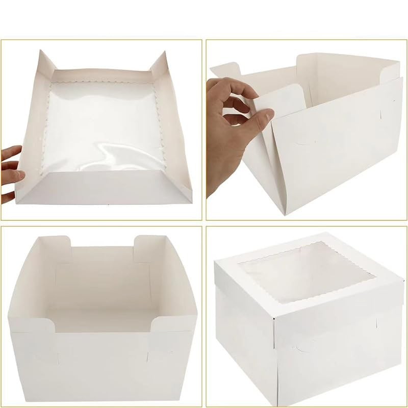 YYaaloa 8x8x8 Cake Boxes 20pcs 8 Inch with Window Clear