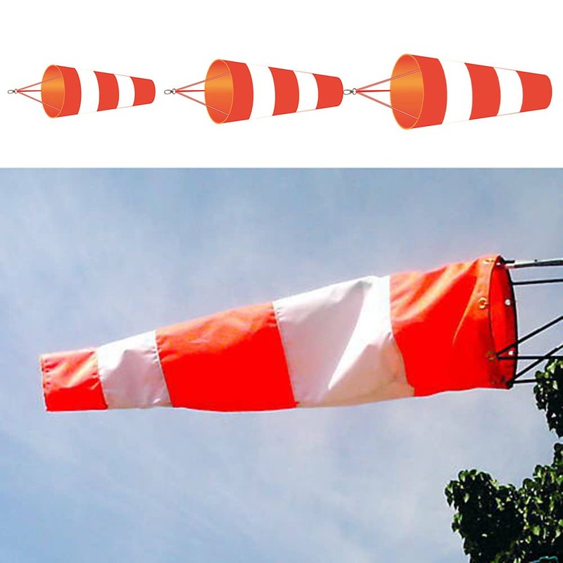 ZYWUOY 1Pcs Airport Windsock, Red+White Windsock Rip-Stop Polyester Wind Measurement